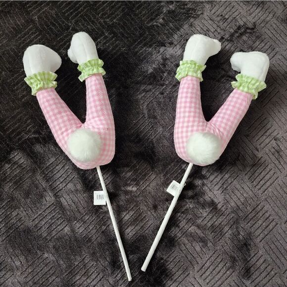 New Lot of two Easter Plush Bunny Bottom / Leg / Tail Pick - Picture 1 of 5